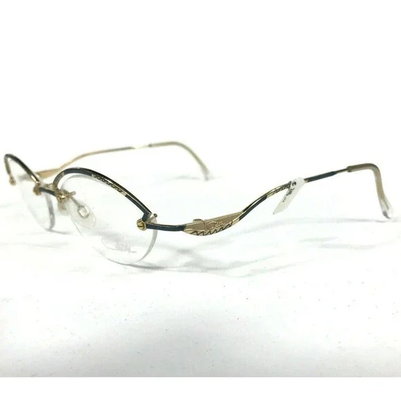 Cazal Eyeglasses Frames MOD.104 COL.747 Blue Gold Round Oval Half Rim 52-15-135