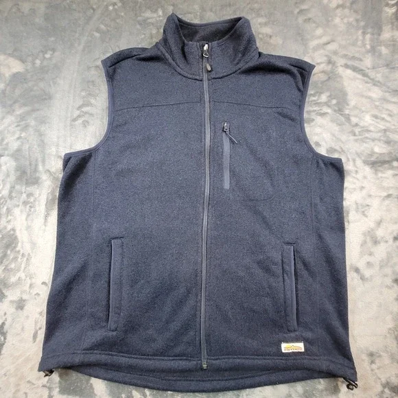 Orvis Mens Navy Blue Full Zip Fleece Sweater Vest Size Large 3BA1
