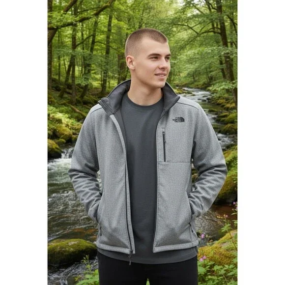 The North Face Apex Bionic Jacket Men’s XXL Gray Softshell Fleece Lined Full Zip