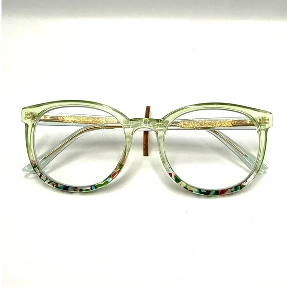 Peepers Thats a Wrap 3293 Green Confetti Blue Light Reading Glasses +2.00 Frames
