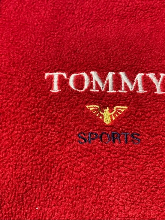 Vintage Tommy Sports Red Fleece Pullover with Embroidered Logo