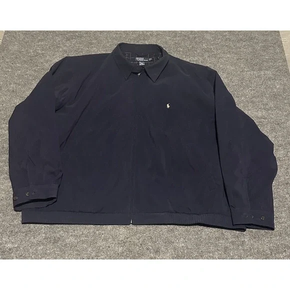 Vintage Polo Ralph Lauren Harrington Jacket Men 3XB Blue Plaid Lined Chin Strap