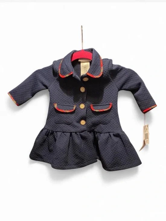 Bonnie Baby Navy Pea Coat with Red Trim