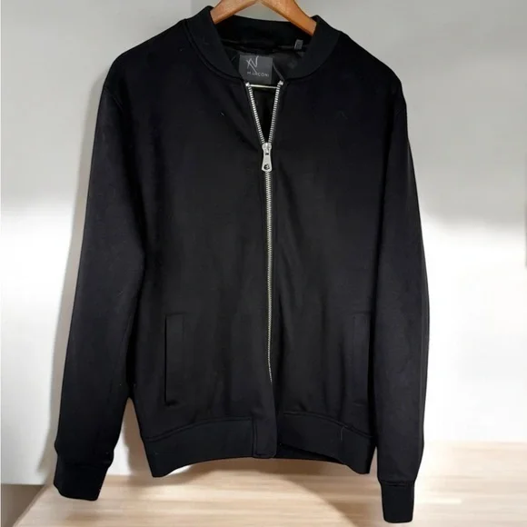 Marconi Jacket Black coat mens Large Black zip Jacket  Size L Zip Up