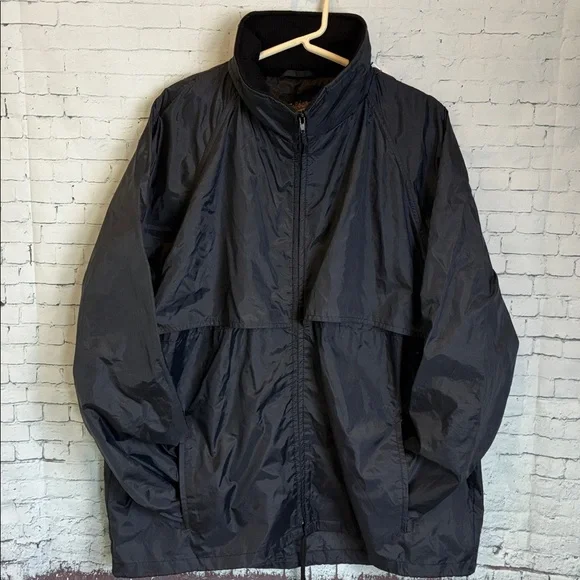 Golden Bear Vintage Windbreaker Jacket  Hidden Hood Black Oversized Unisex Large