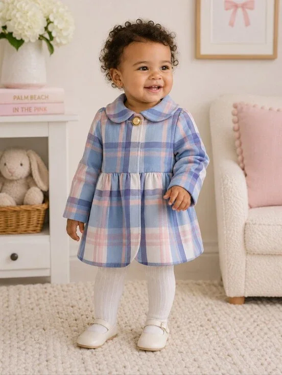 The Beaufort Bonnet Company Pippa Peacoat 18/24M NWT Plaid 💕
