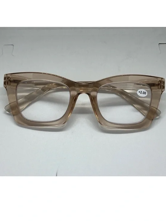 Retro Womens Reading Glasses Oversized Square Champagne Thick Large 2.75 Readers