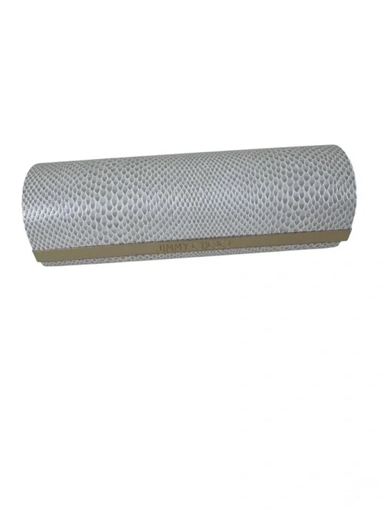 Jimmy Choo White‎ Faux Snakeskin Magnetic Closure Hard Side Eyeglass Case