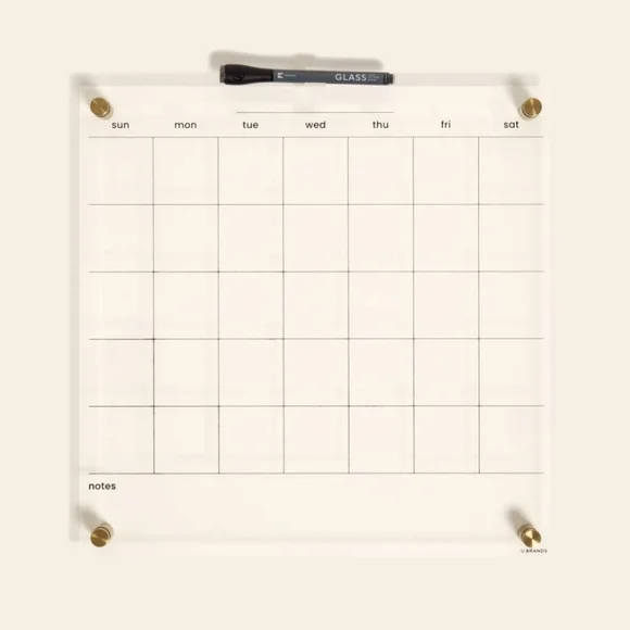 Acrylic clear monthly calendar dry erase