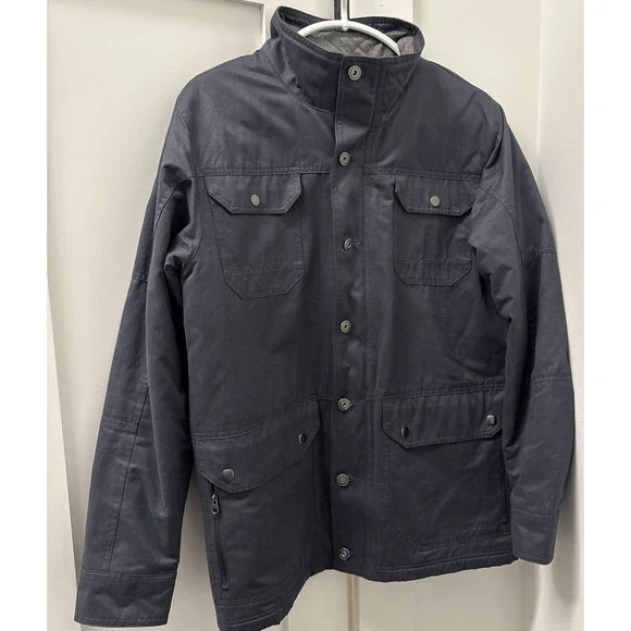 Orvis Field Coat Mens Medium Blue Gray Quilted Barn Chore Jacket Hunting Pockets