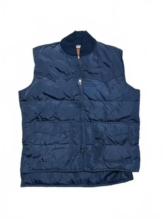 Vintage 80s Pioneer Wear Navy Blue Puffer Navy Vest Size M/L