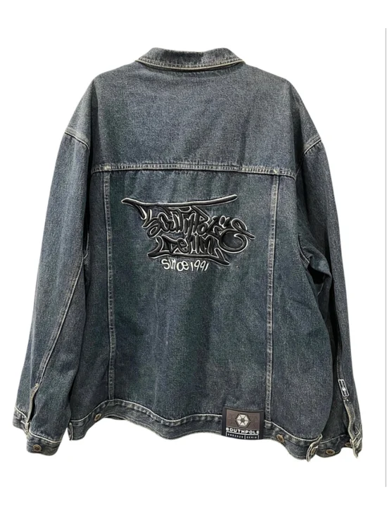 VTG Southpole Denim Jacket Size XXL Baggy Graffiti Embroidered Y2K 90s Hip Hop