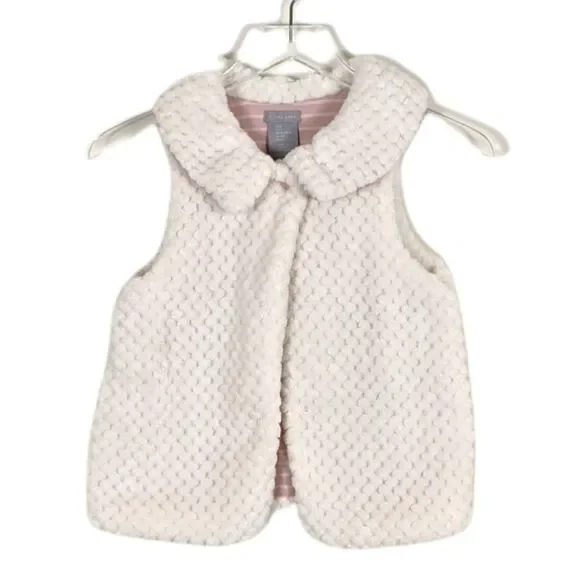Tahari Faux Fur Toddler Girl Furry Vest Size 5 Cream