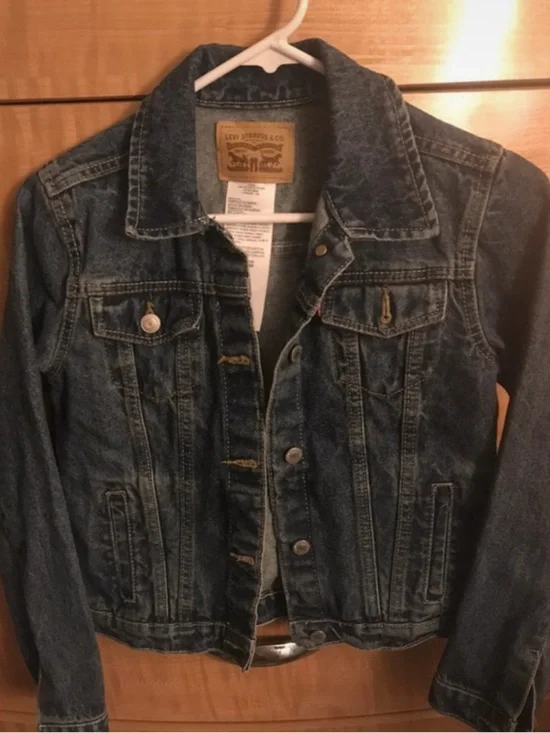 VCG-Levi's Classic Denim Trucker Jacket Kids Size L Dark Wash Jean Jacket Unisex
