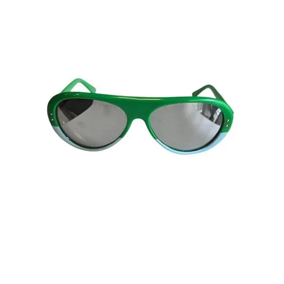 Vtg Retro 70s Vtg I Ski Japan Green Vail Jr Mirrored Aviator Youth Sunglasses