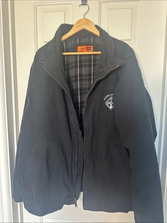 CornerStone Men’s Black Military Field Jacket with Plaid Lining