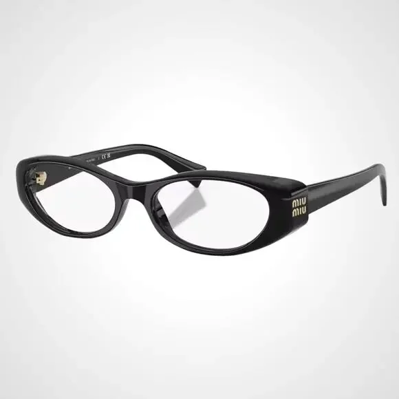 New MIU MIU Eyeglasses Black Oval Glasses 55-18mm Full Rim Rx-able