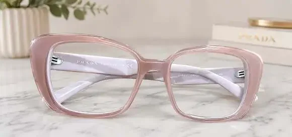 Prada VPR01Y Oversized Cateye Eyeglasses Frames Pink Lilac Italy