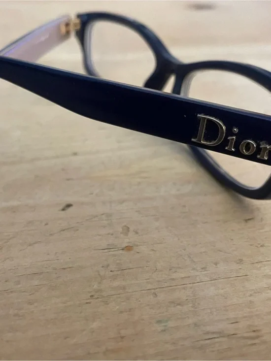 Dior Navy Blue Cat-Eye Optical Glasses with Gold Logo