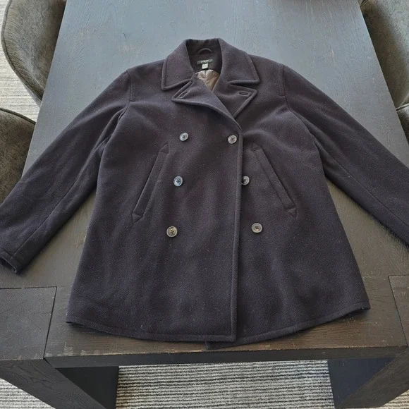J.Crew Mens Wool Thinsulate Pea Coat Navy Blue Style‎ 65263 Medium FA04