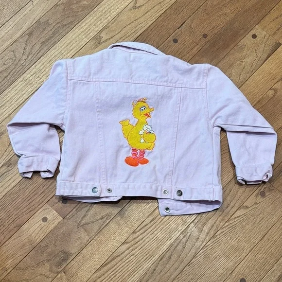 Vintage Sesame Street Pink Jean Jacket with Big Bird