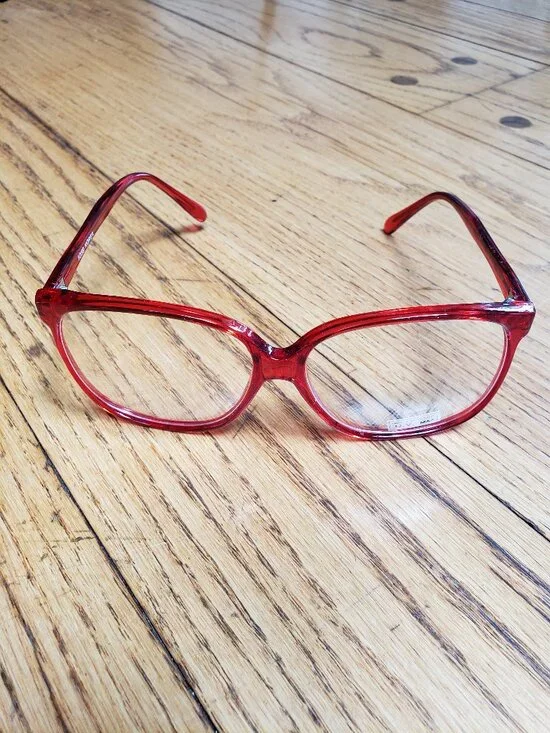 Vintage Red Sally Jessy Raphael style Glasses Urkel Oversized Frames NOS
