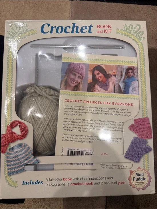 Crochet Book and Kit with Beige Yarn