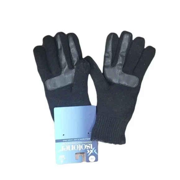 Isotoner Black Knit Winter Gloves