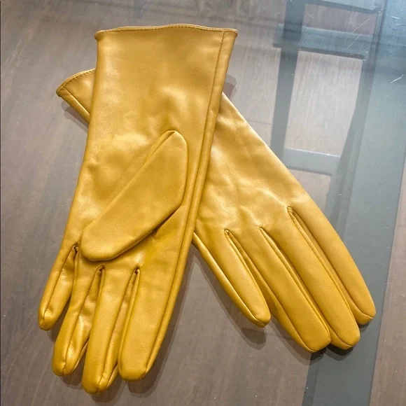Mustard Yellow Leather Gloves size Small