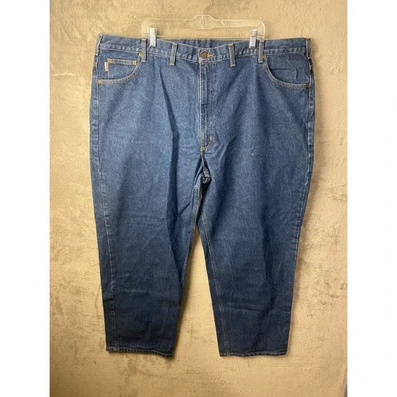 Carhartt Men's Jeans 50x30 Blue B160 DST Relaxed Fit Workwear Denim