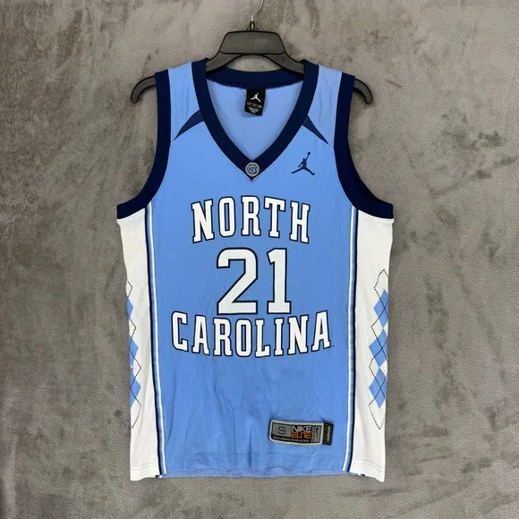 Jordan North Carolina Carolina Blue/White/Navy #21 Basketball Jersey