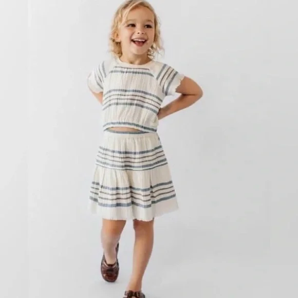 $36 ADD ON Zara girls skirt‎ set muslin stripe cotton on Abercrombie rylee + cru