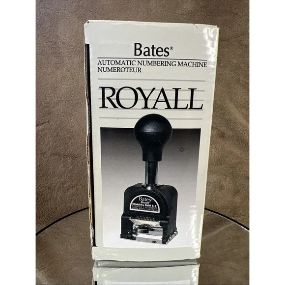 Bates Royall Automatic Numbering Machine RNM 6-7 In Box‎ With Manual and Ink
