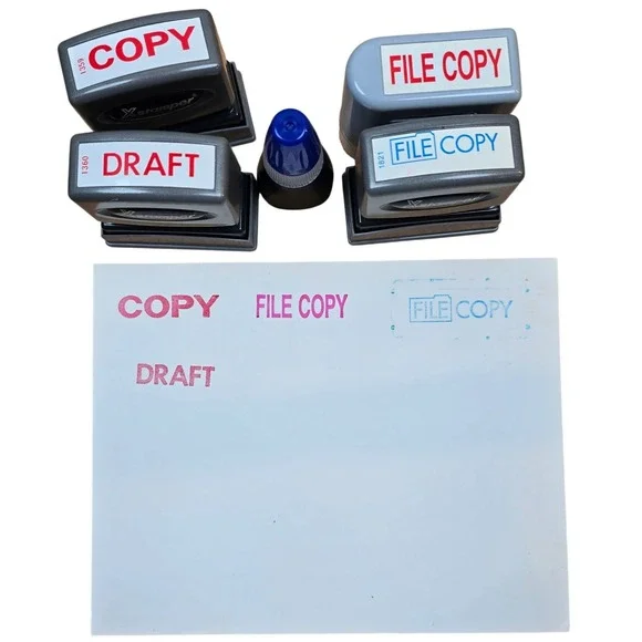 Self Inking Rubber Stamps COPY FILE COPY‎ DRAFT plus extra blue ink