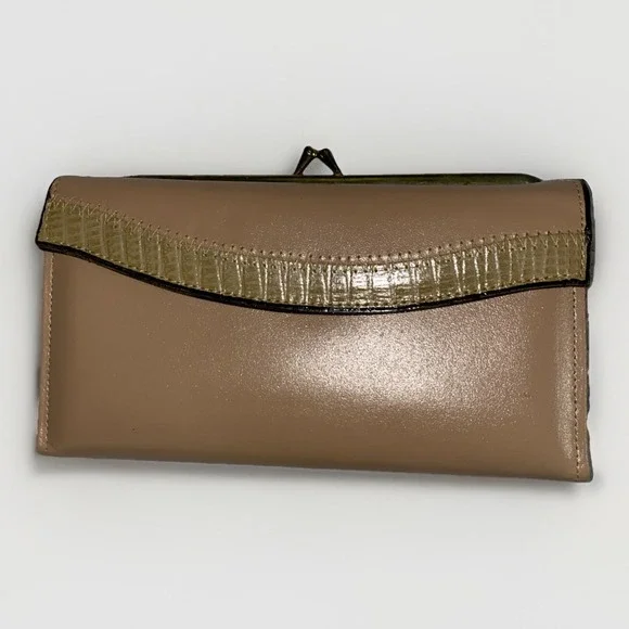 Vintage Genuine Glove Leather Wallet New‎ Beige