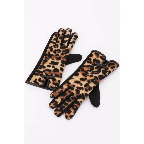 Womens Animal Print Gloves Faux Leather‎