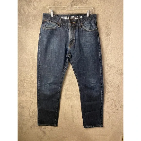 Nautica Men's Jeans 32x32 Blue Straight Fit Denim Classic 5 Pocket Pants