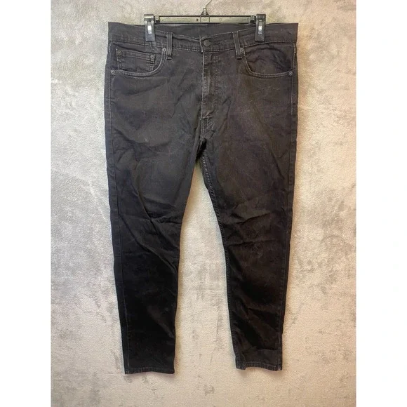 Levi's 512 Black Jeans Mens 38x32 Slim Taper Stretch Denim Pants Dark Wash