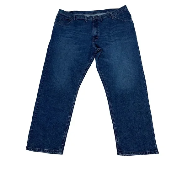 Wrangler Premium Quality Mens Dark Wash Straight Leg Denim Jeans Blue 44x29‎