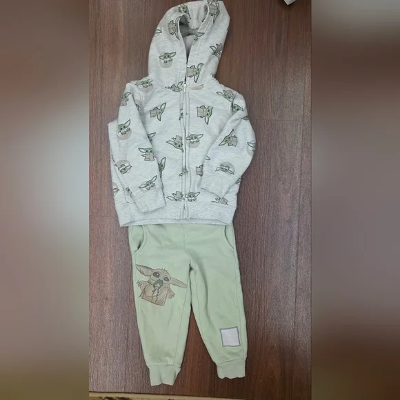 Star Wars Grogu Baby Yoda Hoodie 3T + Jogger Pants 2T Sherpa Set