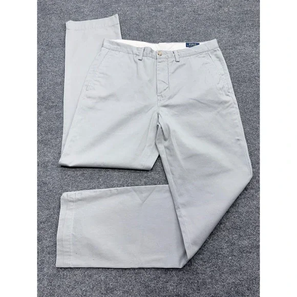 Polo Ralph Lauren Mens 33x32 Light Gray Classic Fit Straight Leg Chino Pants Top