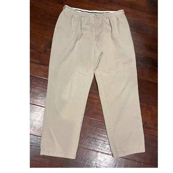Polo Ralph Lauren Chino Pants Men 40x32 Khaki Pleated Front 100% Cotton