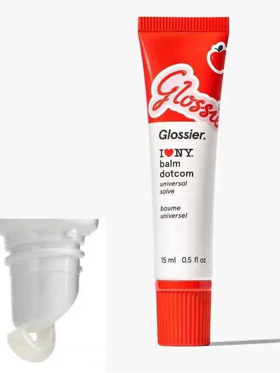 Glossier Balm Dotcom I ❤️ NY Lip Salve — Red & White Tube