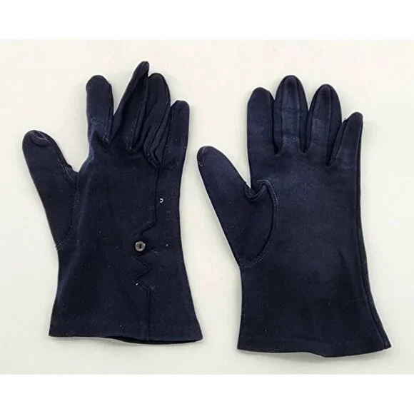 VTG Wear‎ Right Blue Wrist Length Cotton Gloves Made In Western Germany Size 6.5