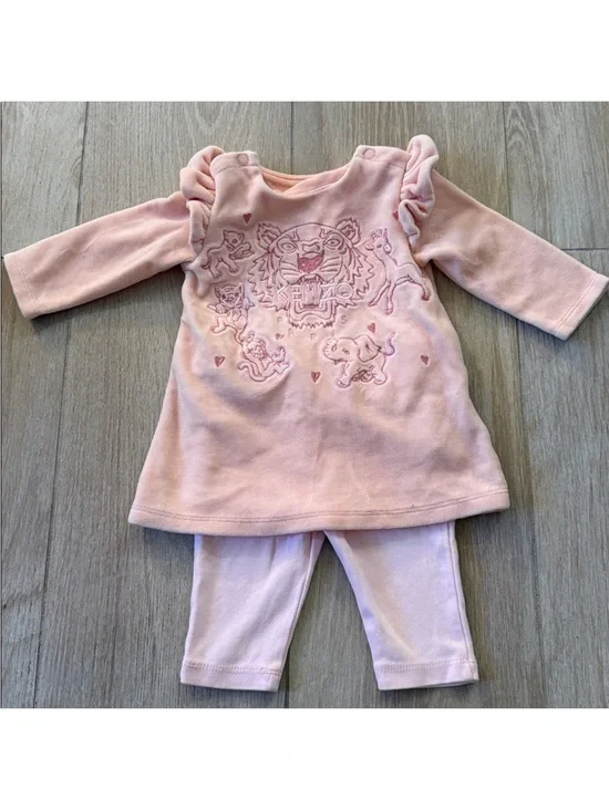 Kenzo Kids Pink Velour Baby Romper