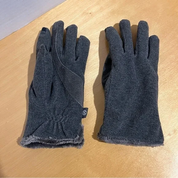 Isotoner Gloves Thinsulate Ultra Insulation Lined Grey ONE SIZE fleece LEATHER