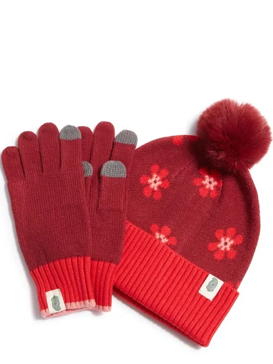 NWT Vera Bradley Women's Soft Knit Hat and Tech Friendly Finger Glove Set