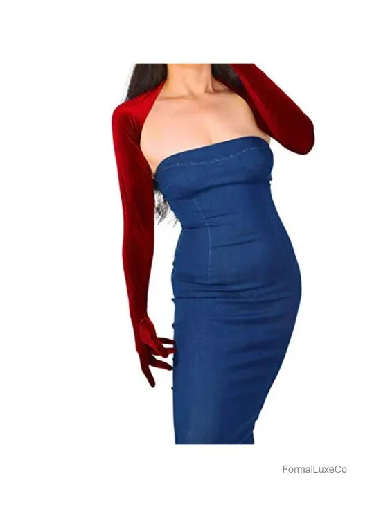 Velvet Bolero Gloves Touchscreen Crop Shrug Jacket UV Sun Protection