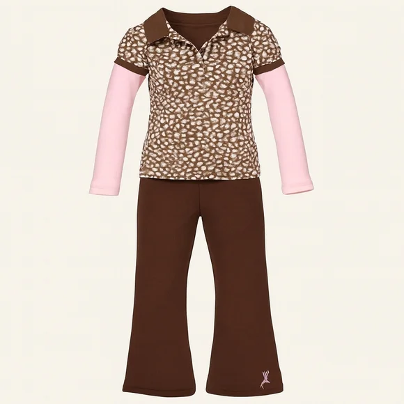 Old Navy Pink, Brown Top and Brown Puma Pants 5T, Set of 2 - Excellent condition