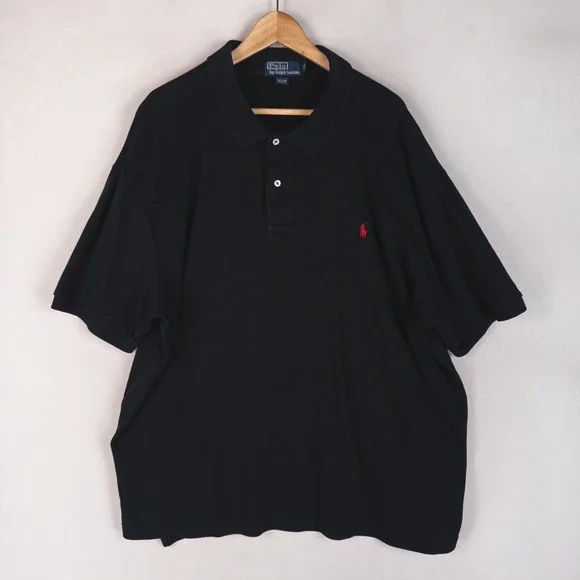 Polo Ralph Lauren Mens Polo Shirt 2XB Black Cotton Short Sleeve Pony Classic